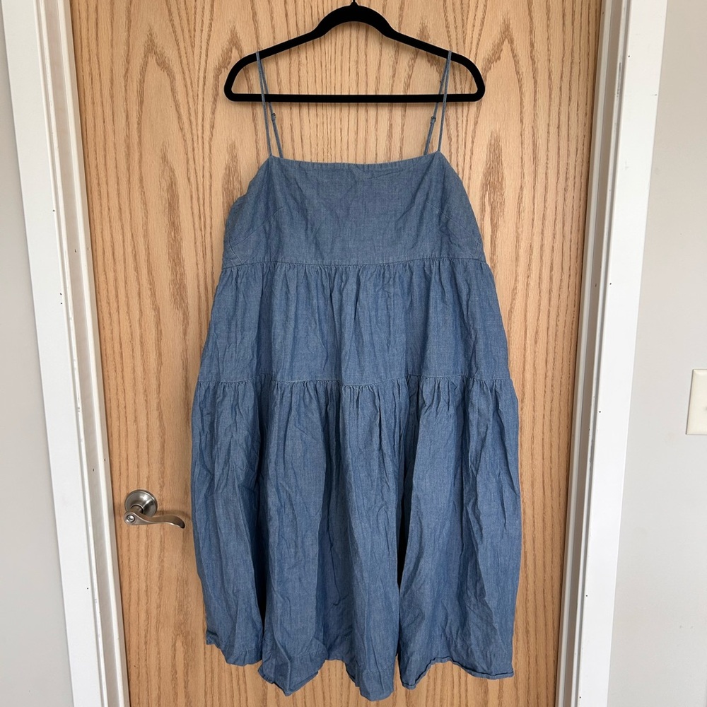 J.Crew Tie-Back Spaghetti Strap Chambray Sundress